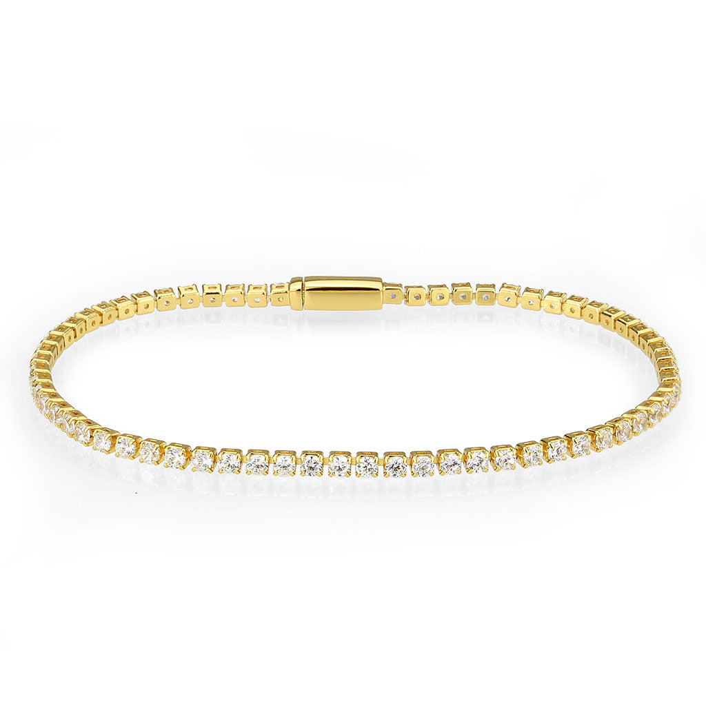 3W1686 - Gold Brass Bracelet with AAA Grade CZ in Clear