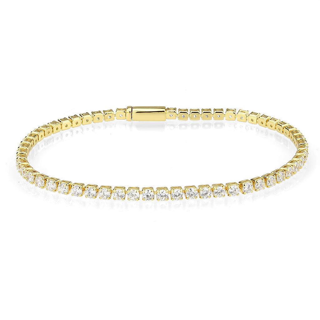 3W1689 - Gold Brass Bracelet with AAA Grade CZ in Clear