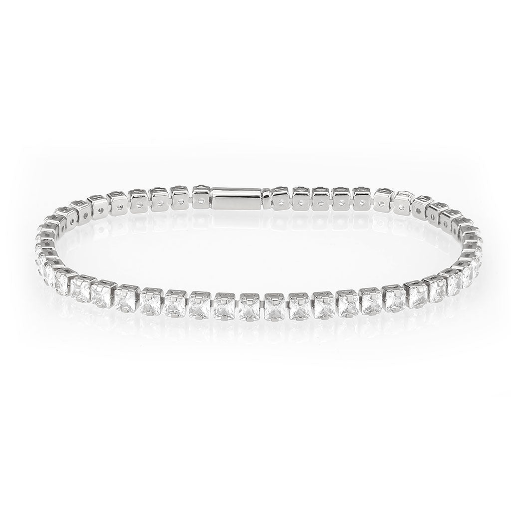 3W1694 - Rhodium Brass Bracelet with AAA Grade CZ in Clear