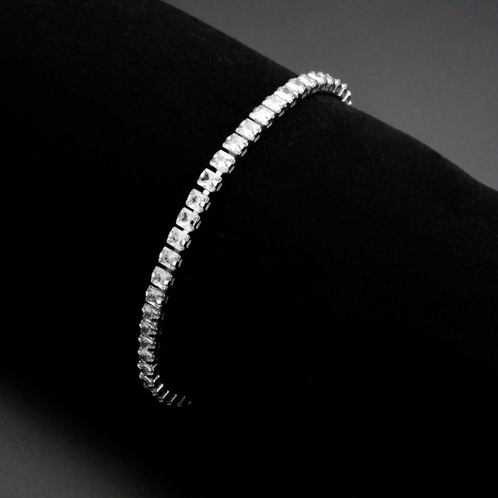 3W1694 - Rhodium Brass Bracelet with AAA Grade CZ in Clear