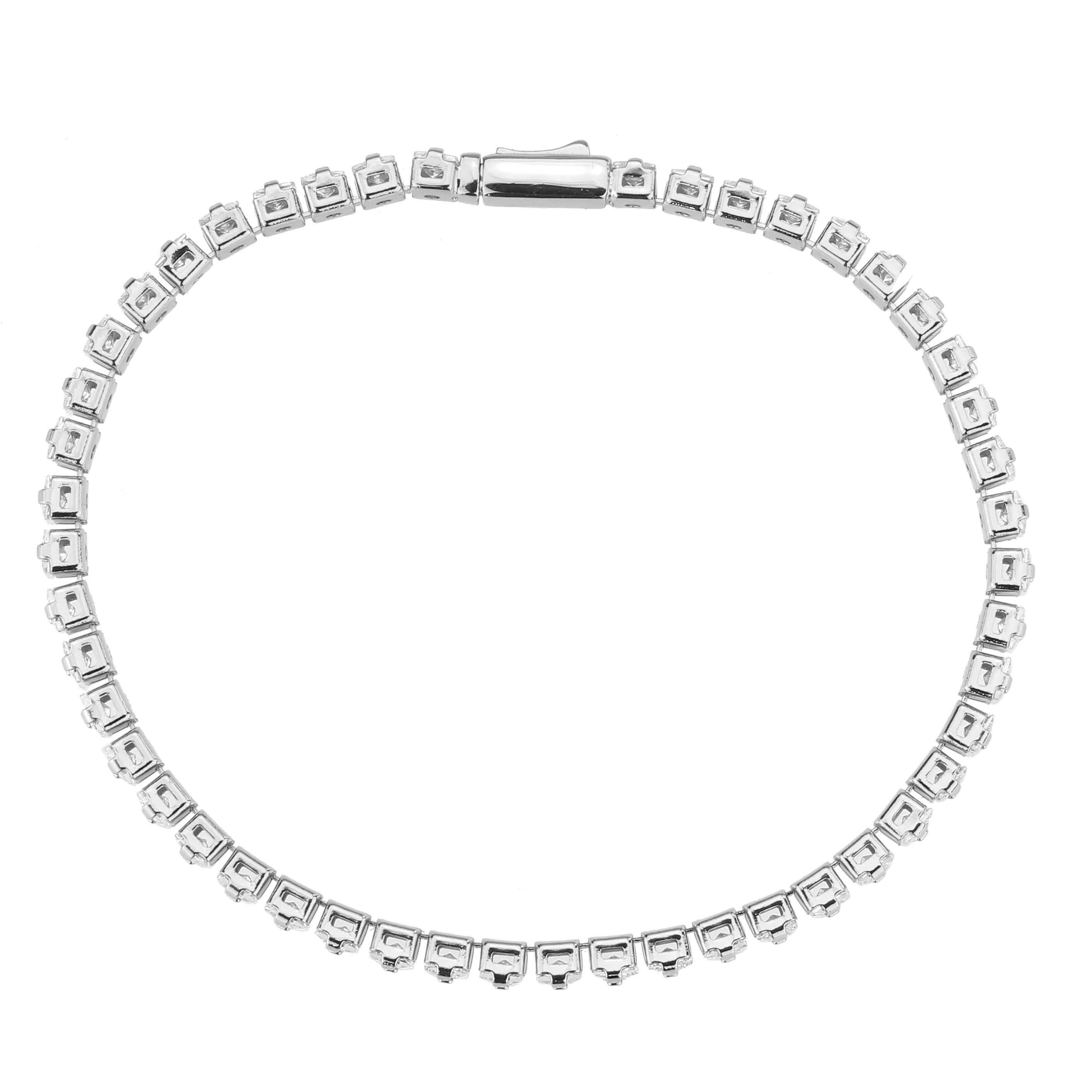 3W1694 - Rhodium Brass Bracelet with AAA Grade CZ in Clear