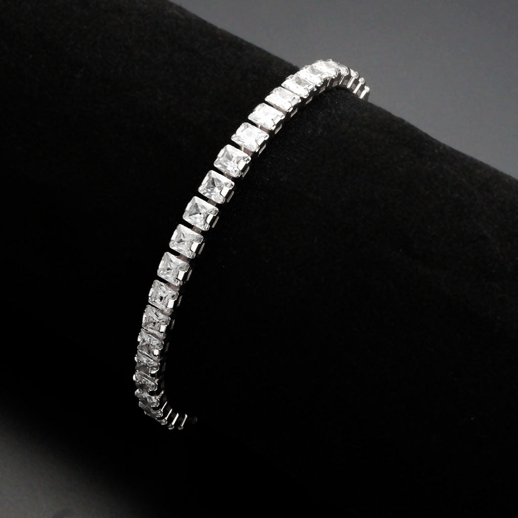 3W1697 - Rhodium Brass Bracelet with AAA Grade CZ in Clear