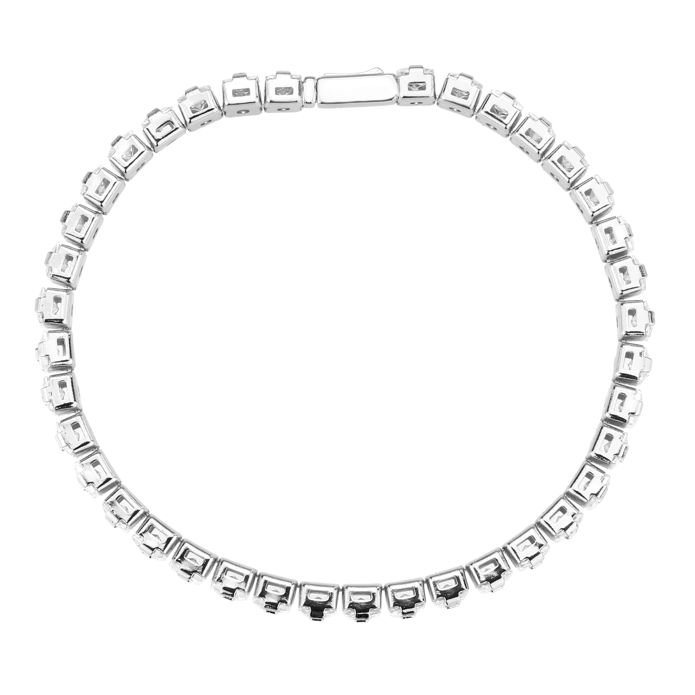 3W1697 - Rhodium Brass Bracelet with AAA Grade CZ in Clear