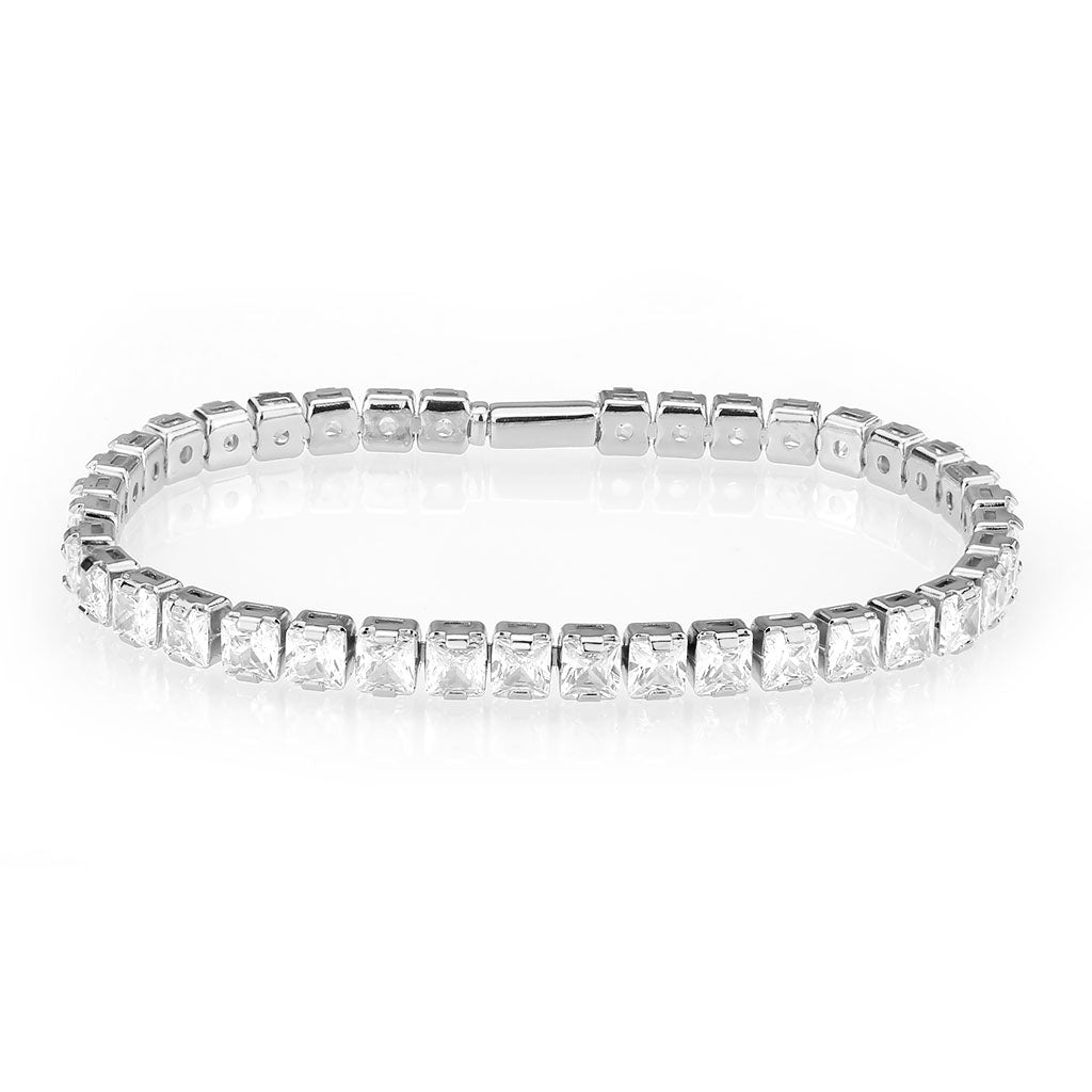 3W1697 - Rhodium Brass Bracelet with AAA Grade CZ in Clear