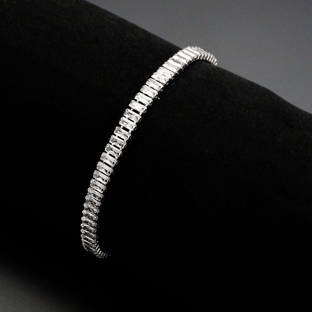 3W1700 - Rhodium Brass Bracelet with AAA Grade CZ in Clear