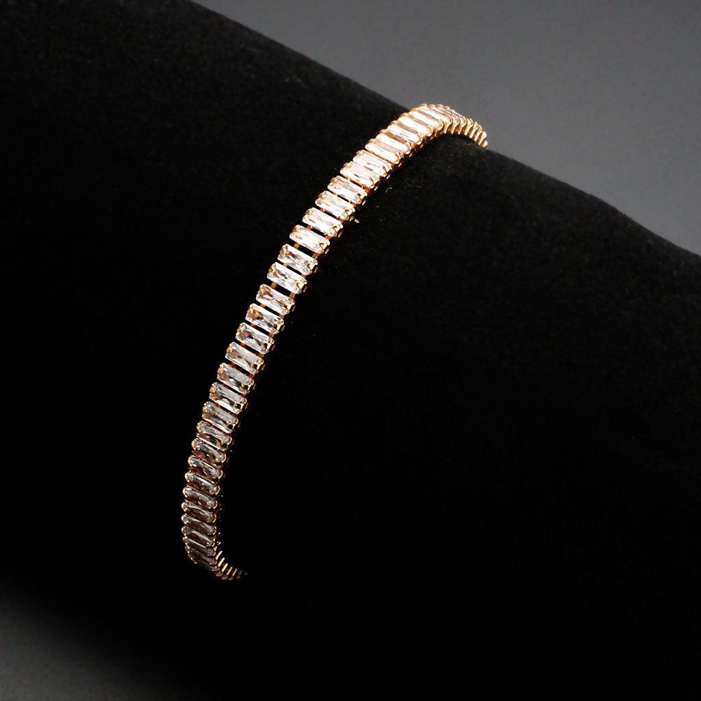 3W1702 - Rose Gold Brass Bracelet with AAA Grade CZ in Clear