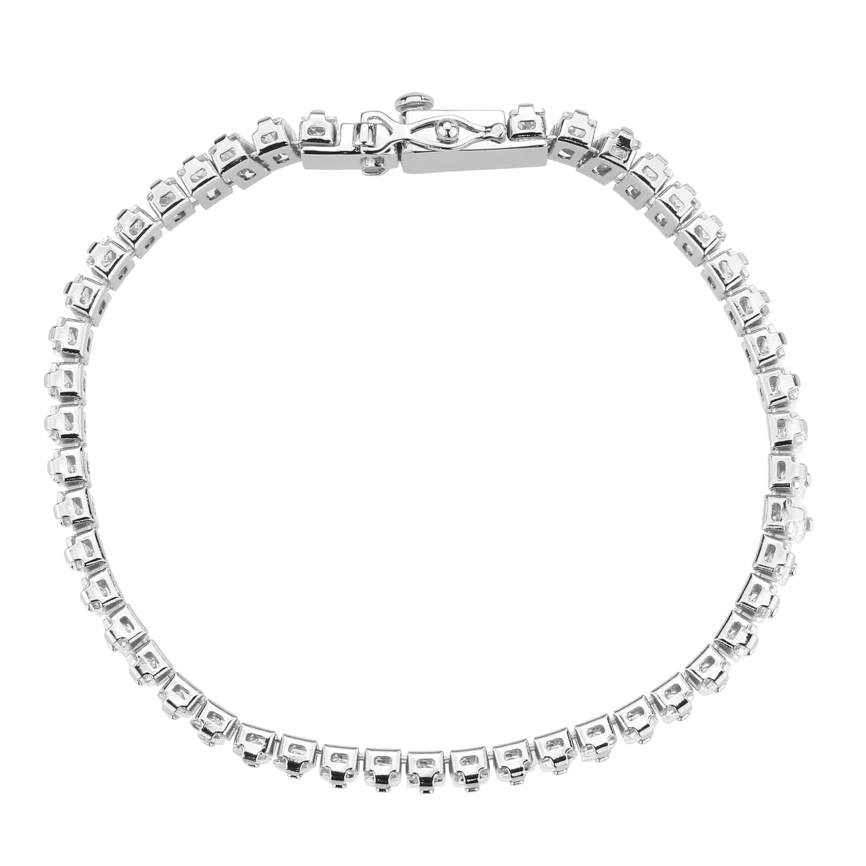 3W1703 - Rhodium Brass Bracelet with AAA Grade CZ in Clear