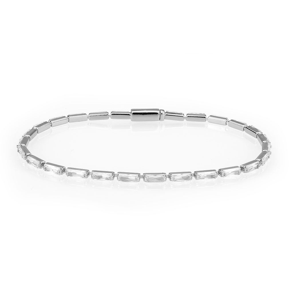 3W1706 - Rhodium Brass Bracelet with AAA Grade CZ in Clear