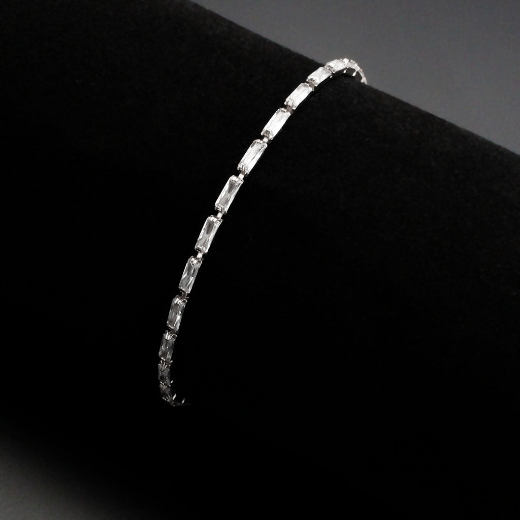 3W1706 - Rhodium Brass Bracelet with AAA Grade CZ in Clear