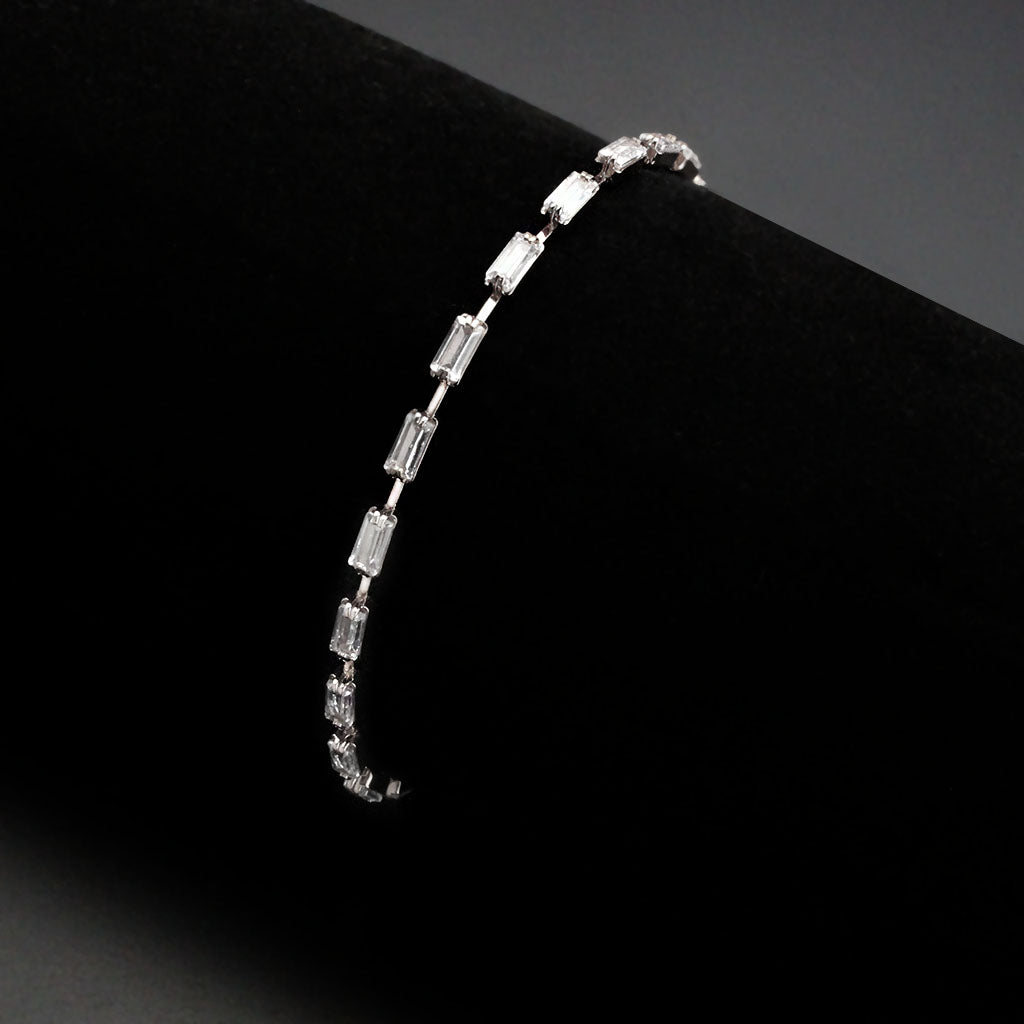 3W1709 - Rhodium Brass Bracelet with AAA Grade CZ in Clear