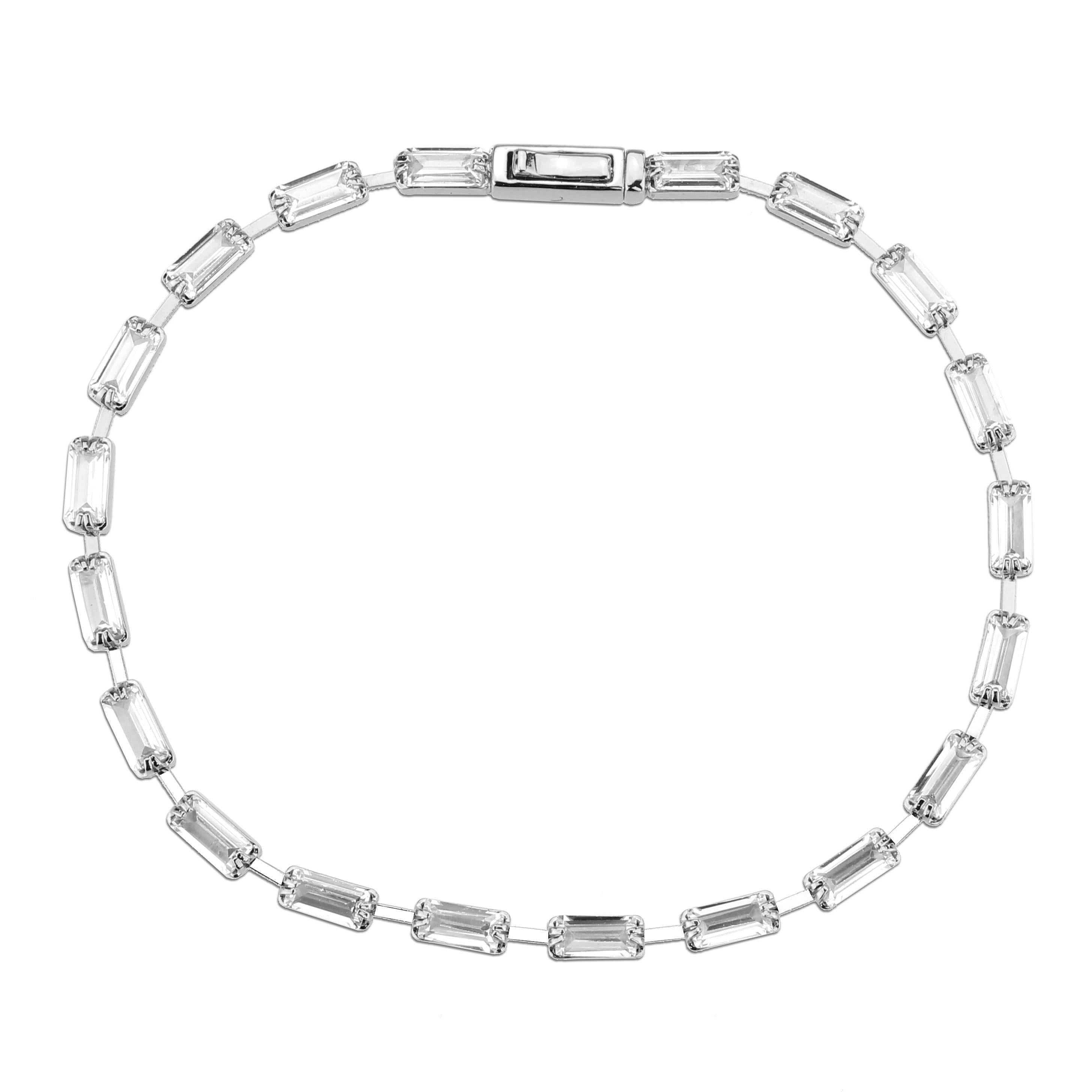 3W1709 - Rhodium Brass Bracelet with AAA Grade CZ in Clear