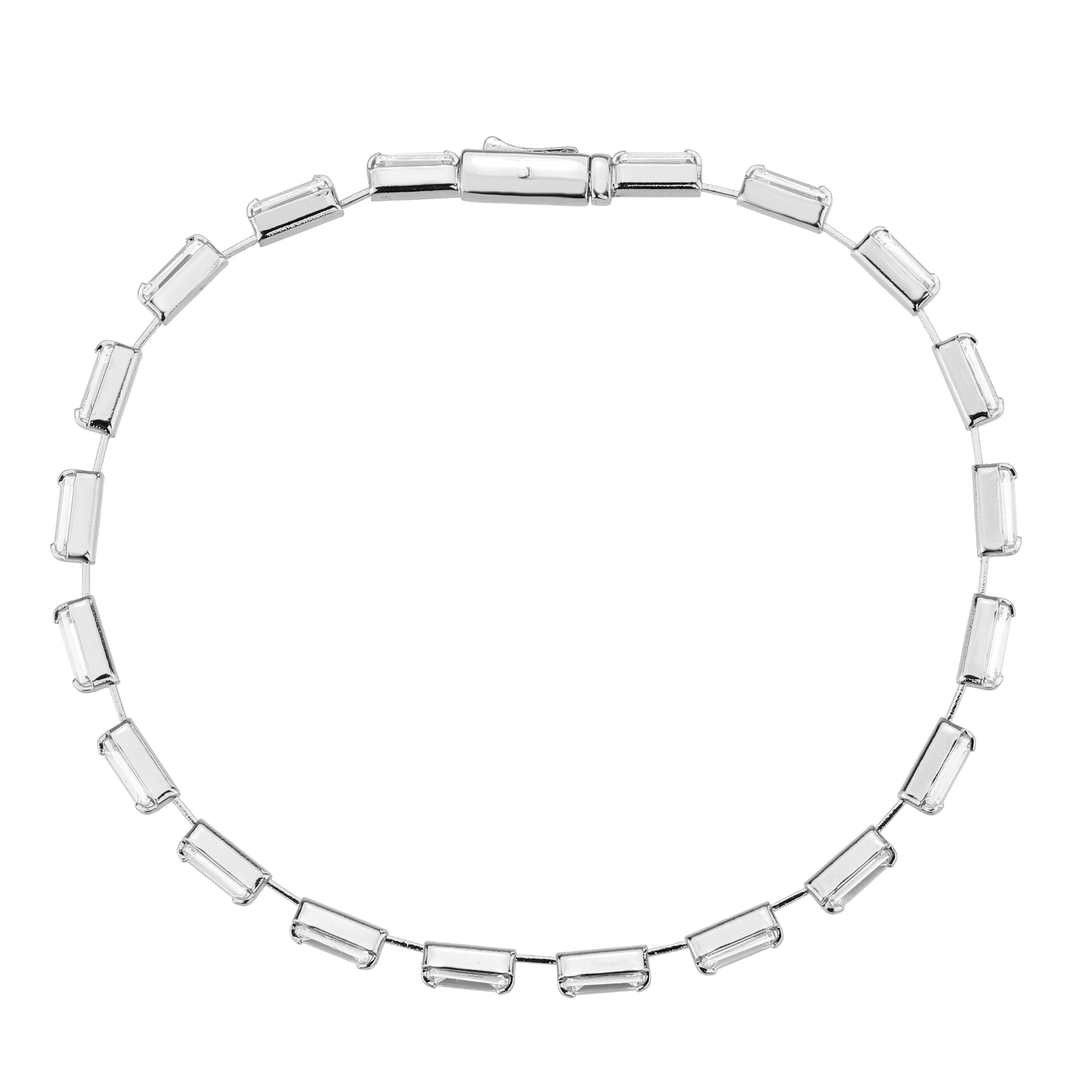 3W1709 - Rhodium Brass Bracelet with AAA Grade CZ in Clear