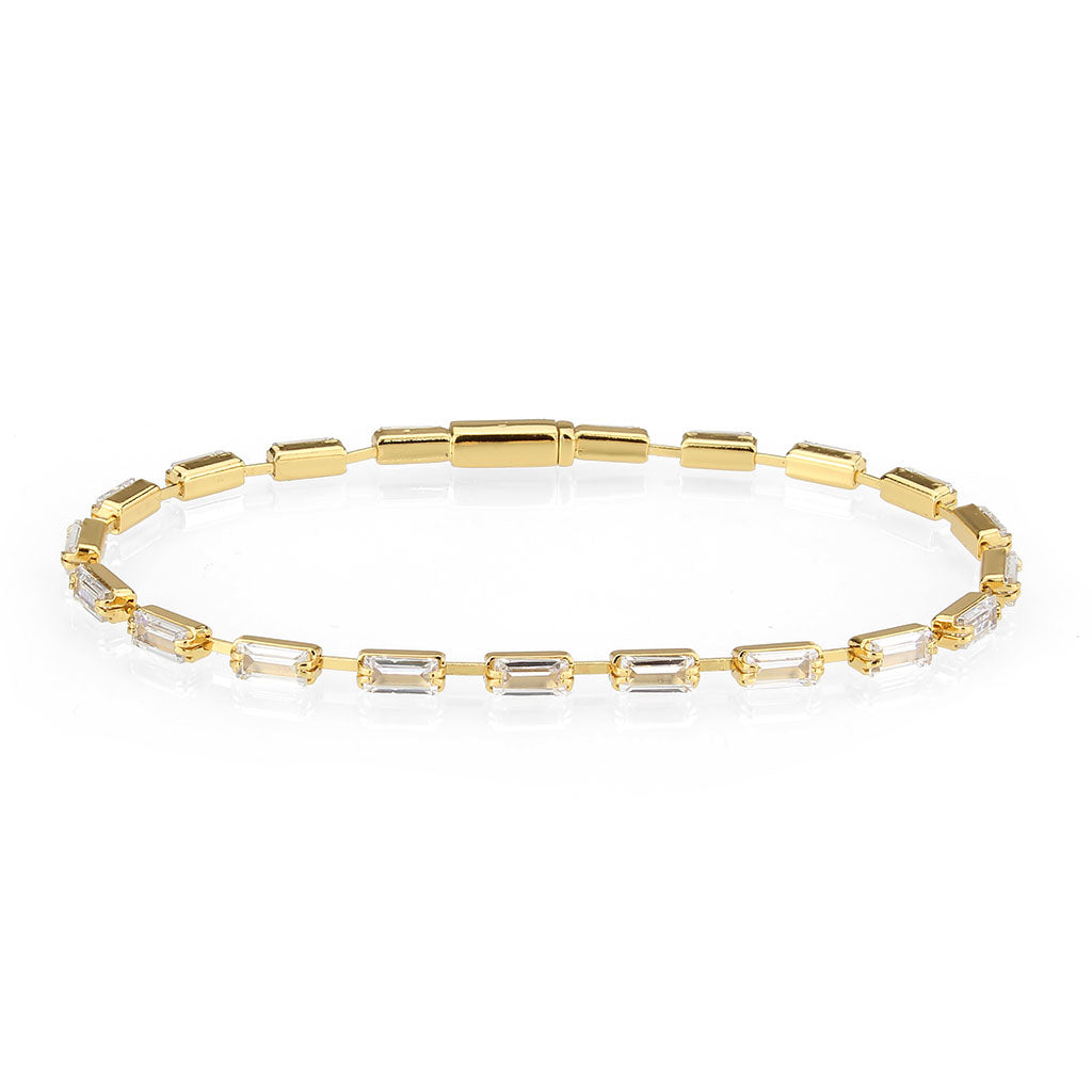 3W1710 - Gold Brass Bracelet with AAA Grade CZ in Clear