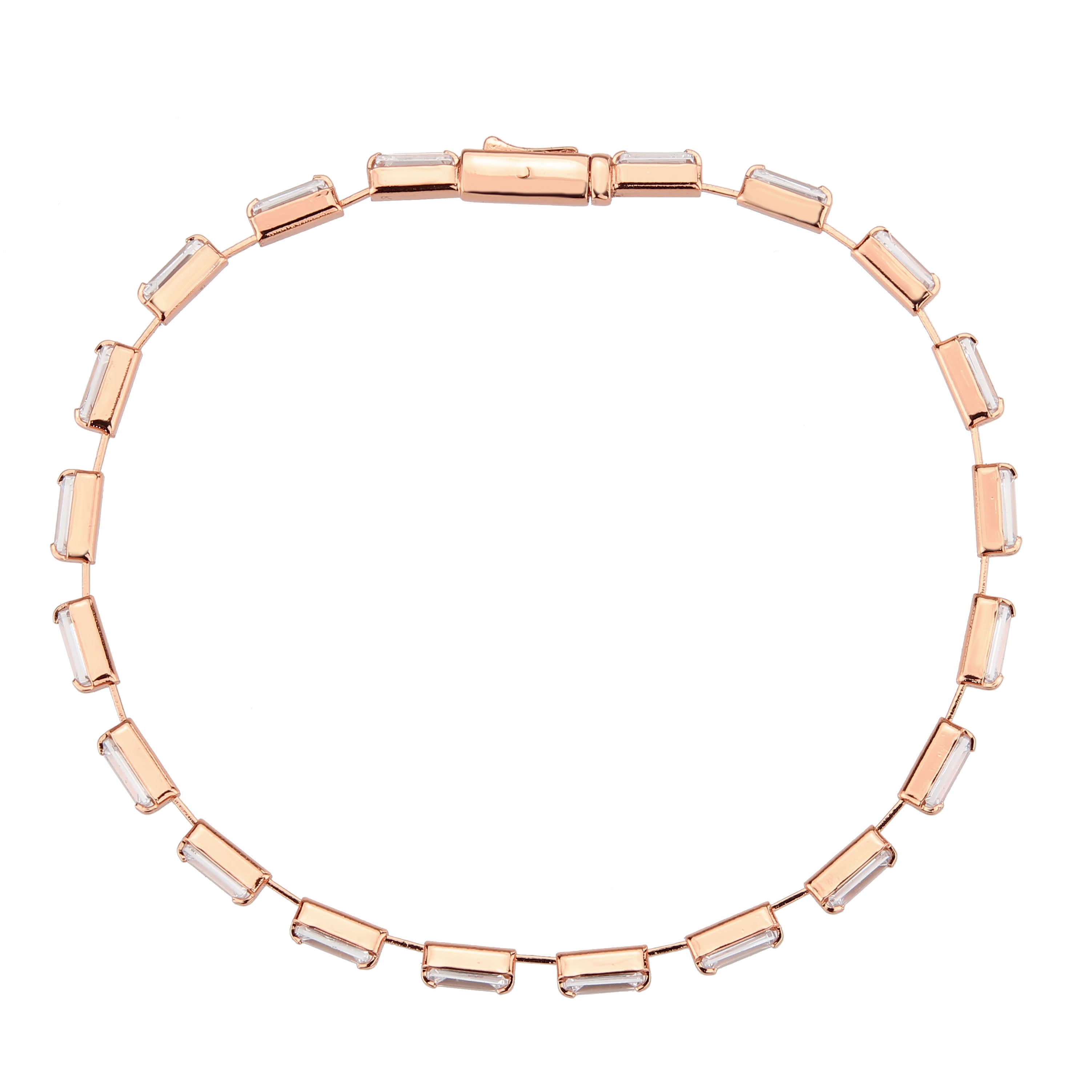 3W1711 - Rose Gold Brass Bracelet with AAA Grade CZ in Clear