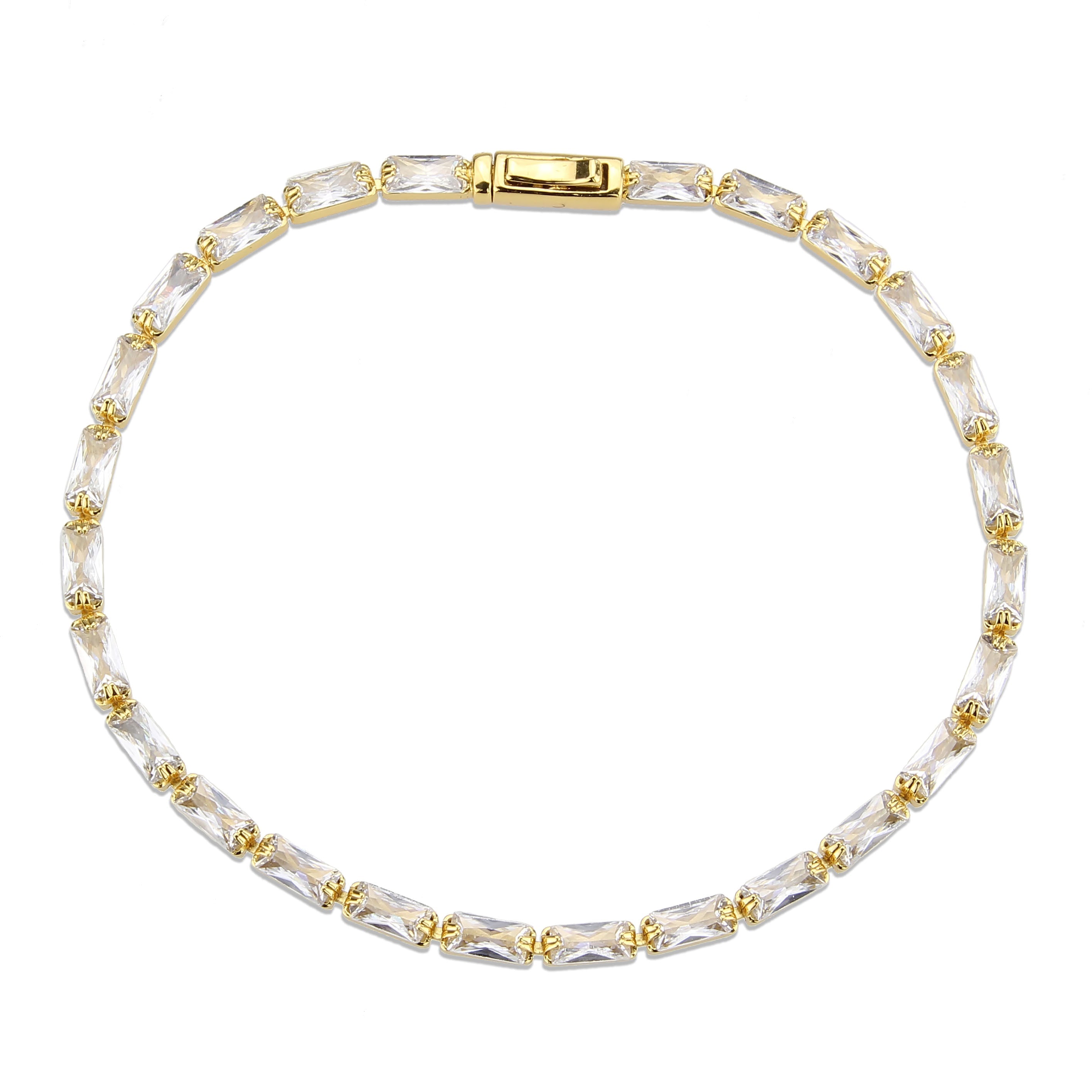 3W1716 - Gold Brass Bracelet with AAA Grade CZ in Clear