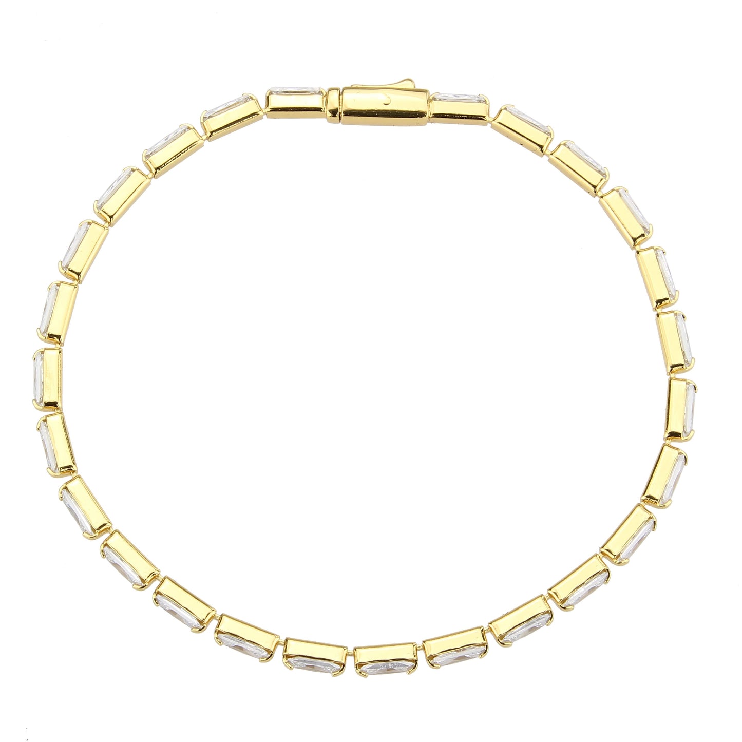 3W1716 - Gold Brass Bracelet with AAA Grade CZ in Clear