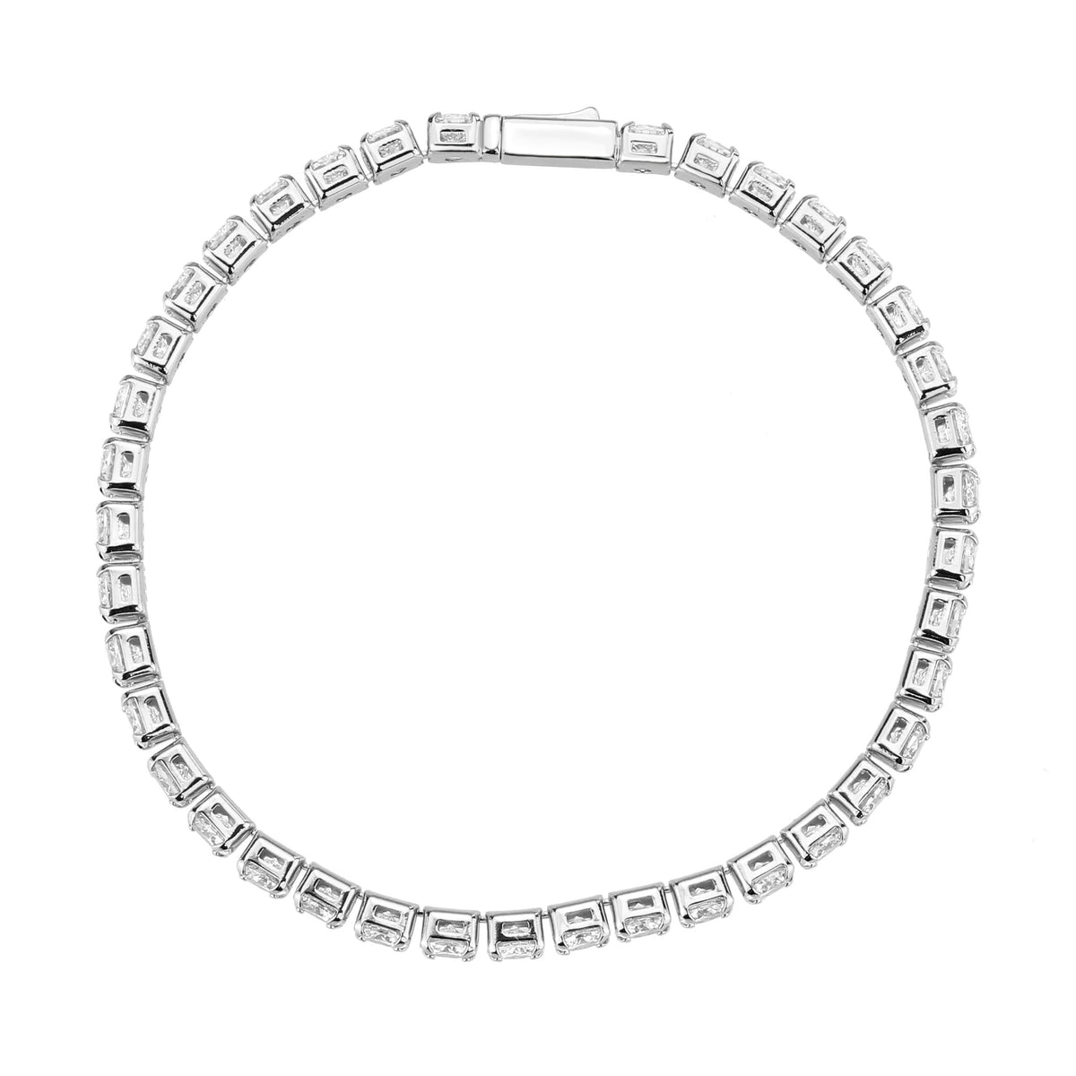 3W1718 - Rhodium Brass Bracelet with AAA Grade CZ in Clear