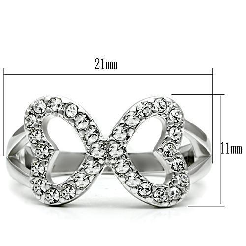 3W189 - Rhodium Brass Ring with Top Grade Crystal  in Clear