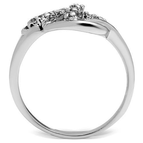 3W190 - Rhodium Brass Ring with AAA Grade CZ  in Clear