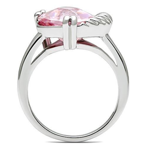 3W206 - Rhodium Brass Ring with AAA Grade CZ  in Rose