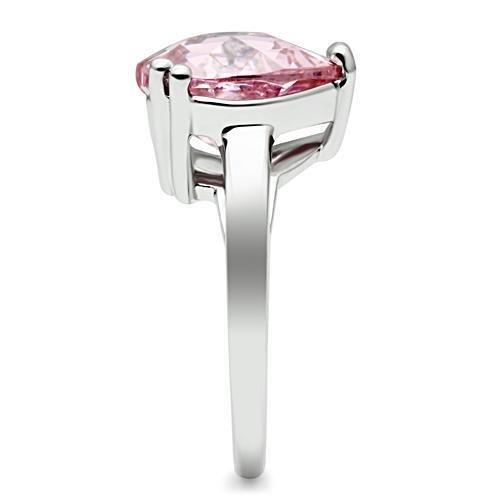 3W206 - Rhodium Brass Ring with AAA Grade CZ  in Rose