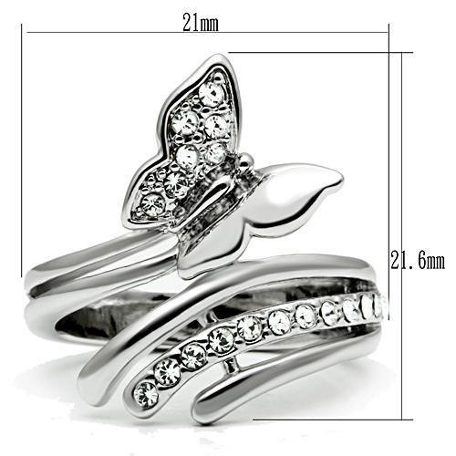 3W208 - Rhodium Brass Ring with Top Grade Crystal  in Clear