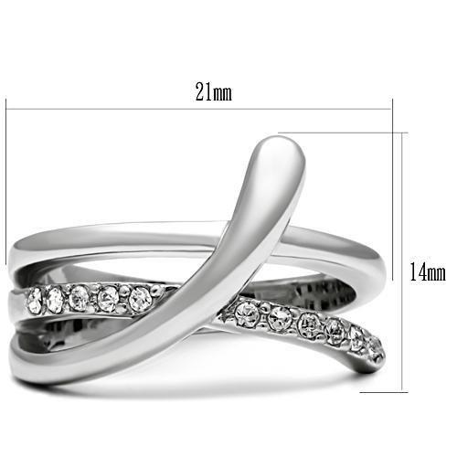 3W216 - Rhodium Brass Ring with Top Grade Crystal  in Clear