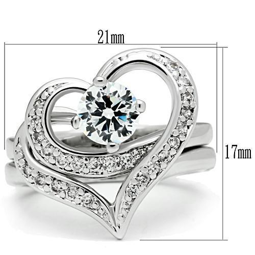 3W220 - Rhodium Brass Ring with AAA Grade CZ  in Clear