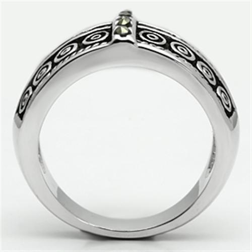 3W239 - Rhodium Brass Ring with Semi-Precious Marcasite in Black Diamond