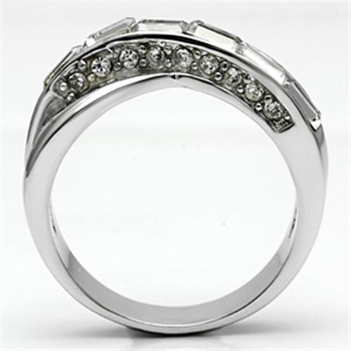 3W269 - Rhodium Brass Ring with Top Grade Crystal  in Clear