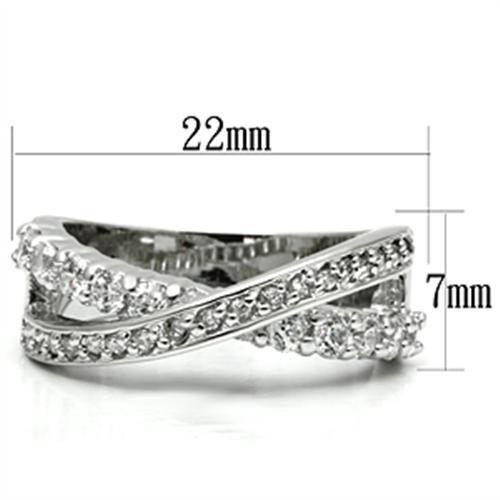 3W274 - Rhodium Brass Ring with AAA Grade CZ  in Clear