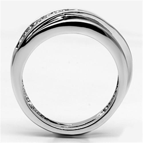 3W284 - Rhodium Brass Ring with AAA Grade CZ  in Clear