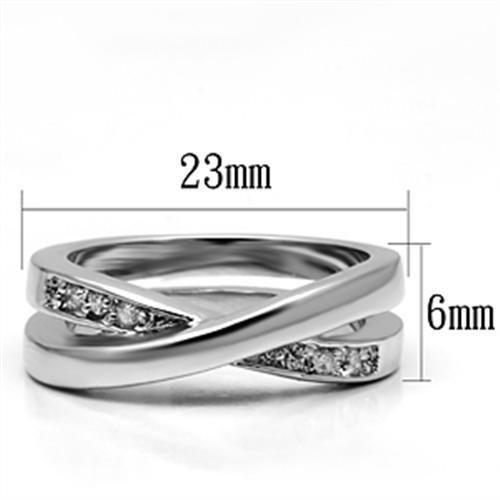 3W287 - Rhodium Brass Ring with AAA Grade CZ  in Clear