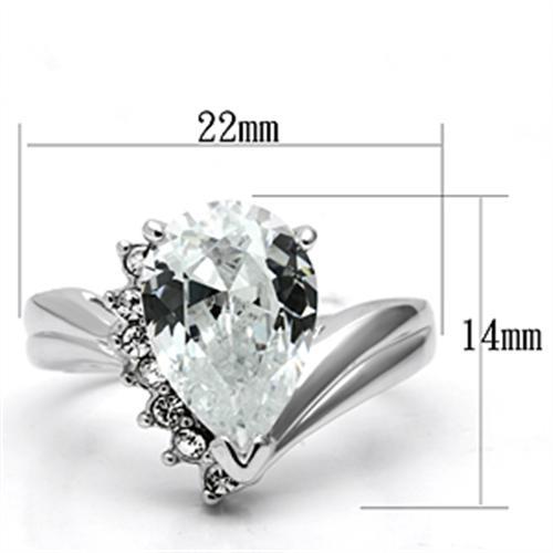 3W292 - Rhodium Brass Ring with AAA Grade CZ  in Clear