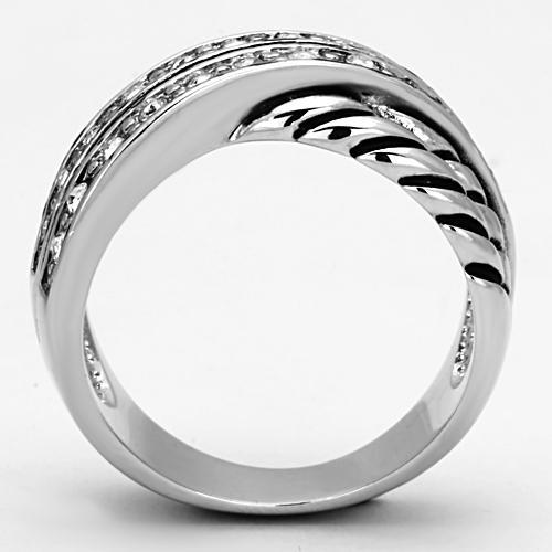 3W311 - Rhodium Brass Ring with Top Grade Crystal  in Clear