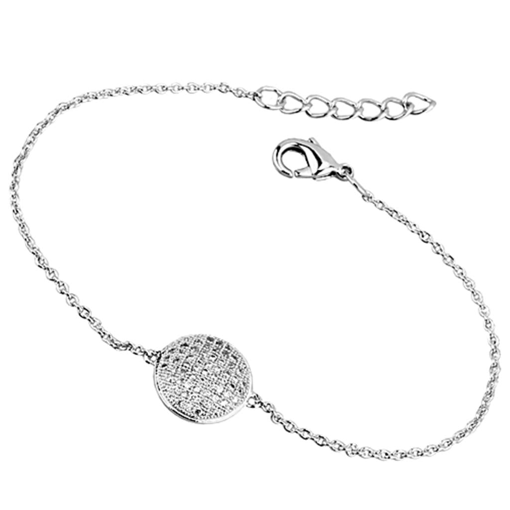 3W398 - Rhodium Brass Bracelet with AAA Grade CZ  in Clear