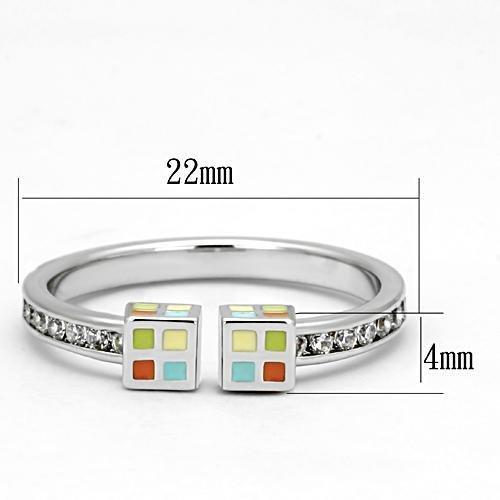 3W525 - Rhodium Brass Ring with AAA Grade CZ  in Clear