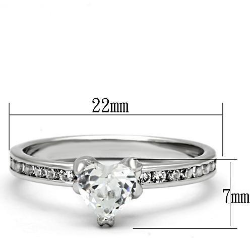 3W527 - Rhodium Brass Ring with AAA Grade CZ  in Clear