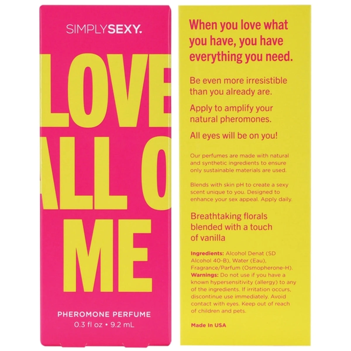 SIMPLY SEXY PHEROMONE PERFUME LOVE ALL OF ME .3 FL OZ