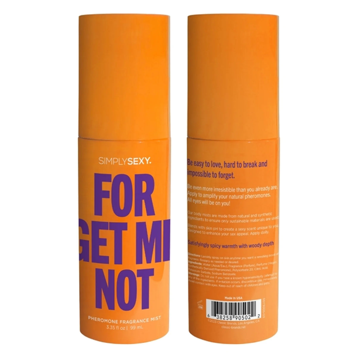 SIMPLY SEXY PHEROMONE BODY MIST FORGET ME NOT 3.35 FL OZ