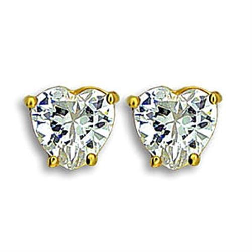 414903 - Gold Brass Earrings with AAA Grade CZ  in Clear