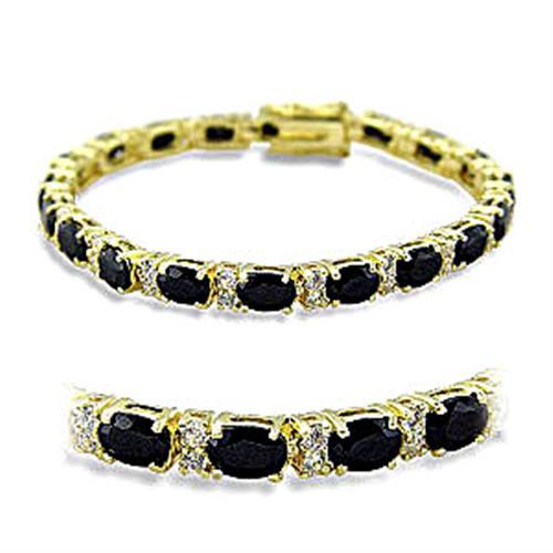 415503 - Gold Brass Bracelet with AAA Grade CZ  in Jet