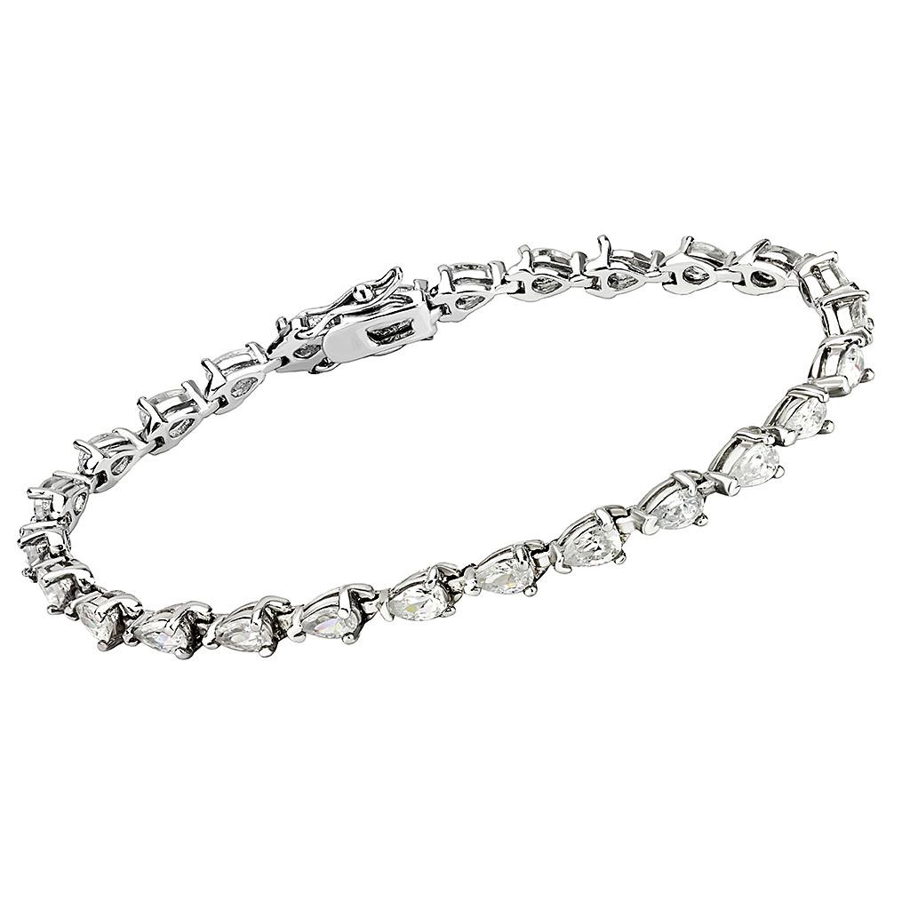 415803 - Rhodium Brass Bracelet with AAA Grade CZ  in Clear