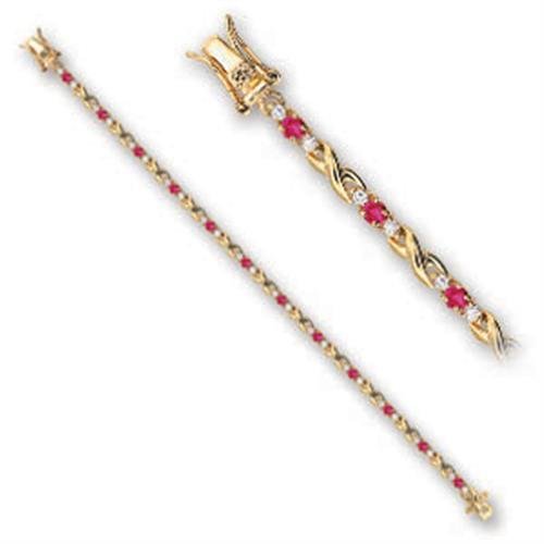 46806 - Gold Brass Bracelet with Synthetic Garnet in Ruby