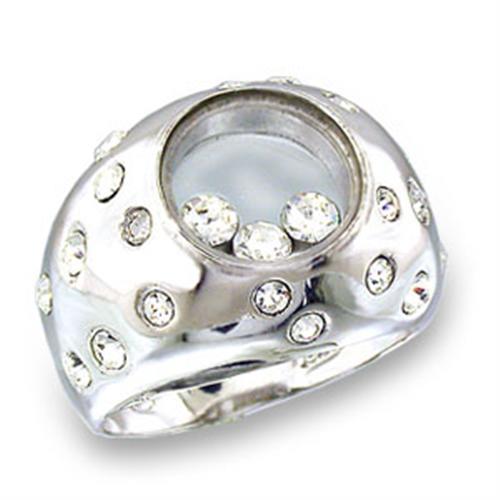 49709 - High-Polished 925 Sterling Silver Ring with Top Grade Crystal  in Clear