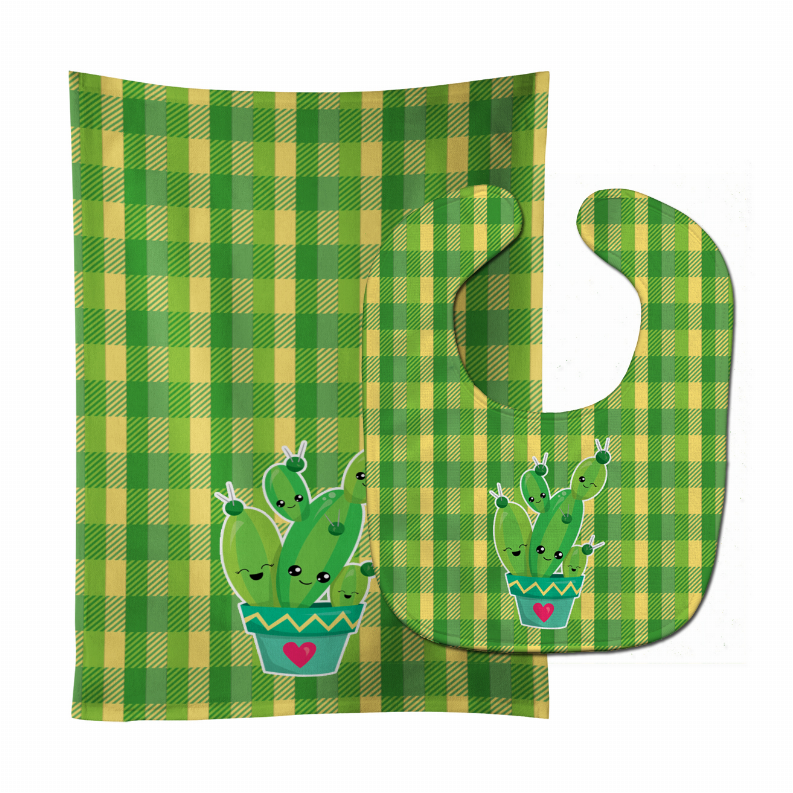 Plaid Flower Baby Bib & Burp Cloth