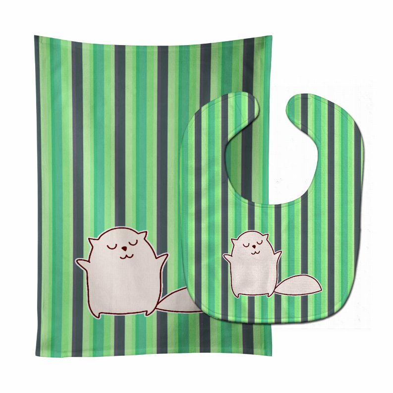 Plaid Animal Baby Bib & Burp Cloth