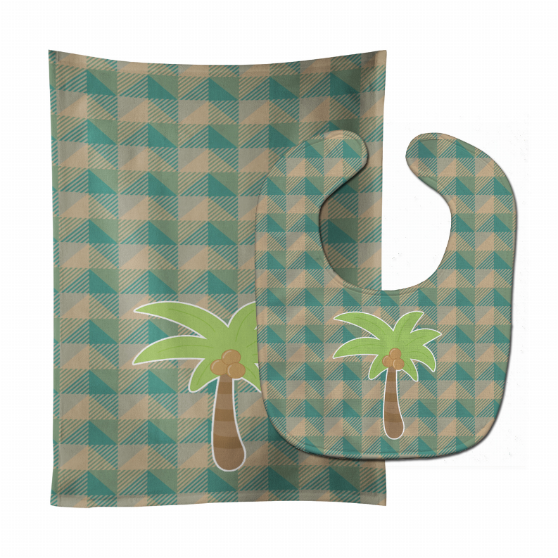 Palm Tree Baby Bib & Burp Cloth