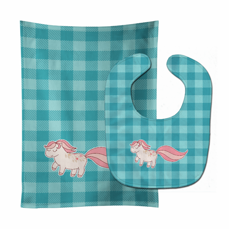 Little Pink Pony Baby Bib & Burp Cloth