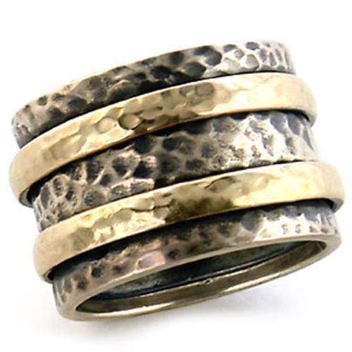 6X093 - Matte Gold & Rhodium Brass Ring with No Stone